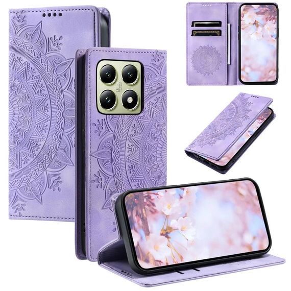 Per Xiaomi 14T Pro Custodia per telefono in pelle magnetica goffrata Totem (viola)
