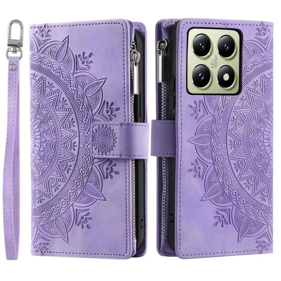 Per Xiaomi 14T Multi-Card Totem Custodia in pelle con cerniera (viola)