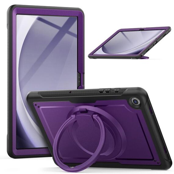 Per Samsung Galaxy Tab A9+ Honeycomb Hybrid Tablet Case con maniglia e cinturino (viola)