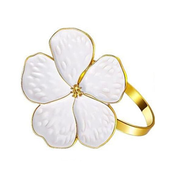 Portatovaglioli a forma di fiore, fibbia per tovagliolo floreale, decorazione per la tavola per la festa di nozze, Ringraziamento (bianco)