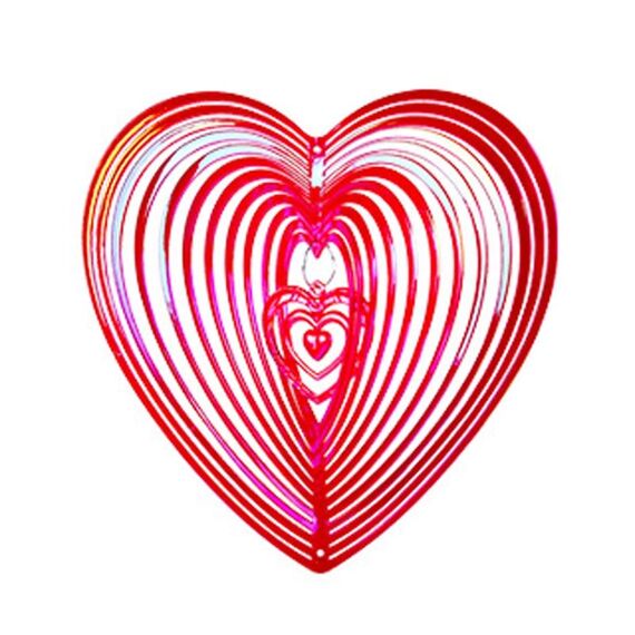 Campanello a vento per esterni a forma di cuore, repellente per uccelli, decorazione da giardino, acchiappa-uccelli (rosso)