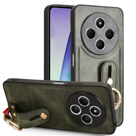 Per Redmi 14C 4G Custodia per telefono in pelle con cinturino posteriore (verde)