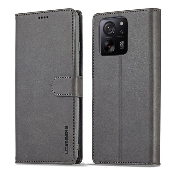 Per Xiaomi 14T Pro LC.IMEEKE Custodia per telefono in pelle di vitello (grigio)
