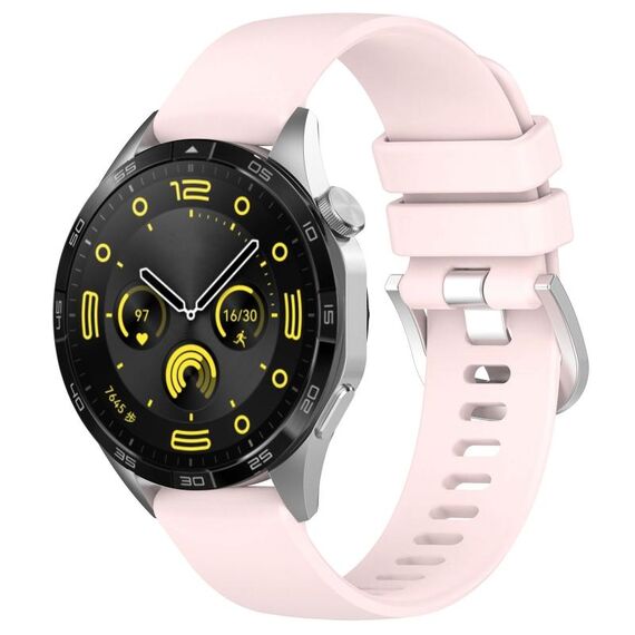 Per Huawei Watch GT 5 41mm Cinturino in silicone con fibbia argento lucido liquido (rosa chiaro)