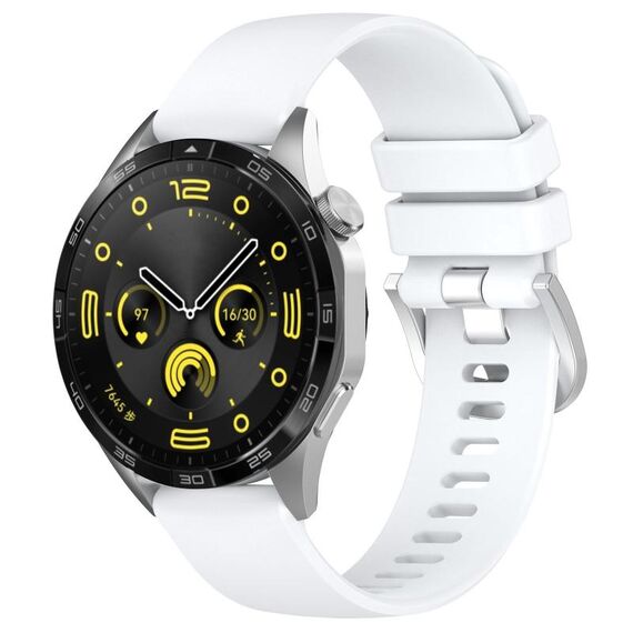 Per Huawei Watch GT 5 41mm Cinturino in silicone con fibbia argento lucido liquido (bianco)