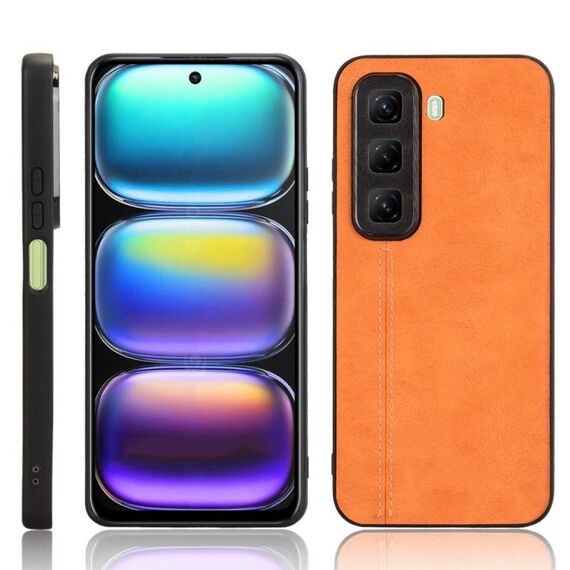 For Infinix Hot 50 5G Cow Pattern Sewing Back Cover Phone Case(Orange)