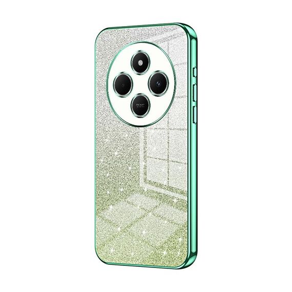 For Redmi 14R Gradient Glitter Powder Electroplated Phone Case(Green)