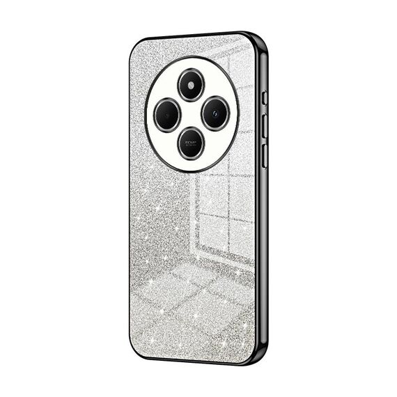 For Redmi 14R Gradient Glitter Powder Electroplated Phone Case(Black)