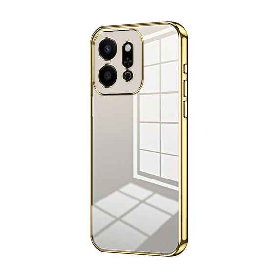 Per Honor Play 9T 5G Custodia per telefono con foro sottile e placcatura trasparente (oro)
