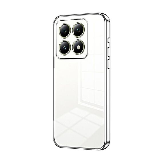 Per Xiaomi 14T Custodia per telefono con foro sottile e placcatura trasparente (argento)