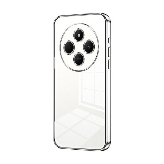Per Xiaomi Redmi 14R Custodia per telefono con foro sottile e placcatura trasparente (argento)