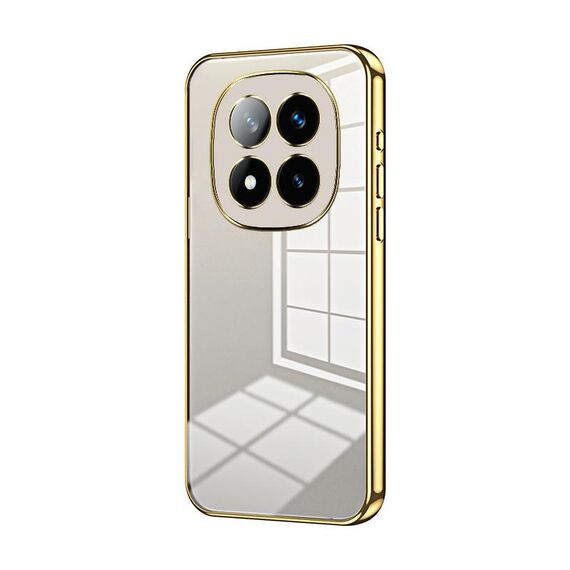 Per Xiaomi Redmi Note 14 Pro+ Custodia per telefono con foro sottile e placcatura trasparente (oro)