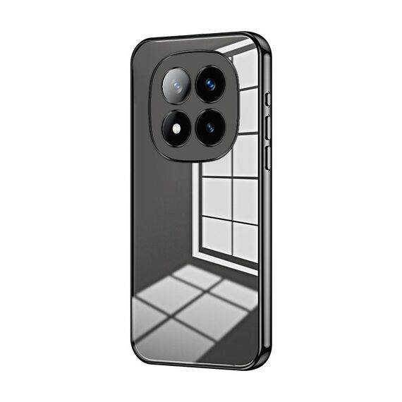 Per Xiaomi Redmi Note 14 Pro+ Custodia per telefono con foro sottile e placcatura trasparente (nero)