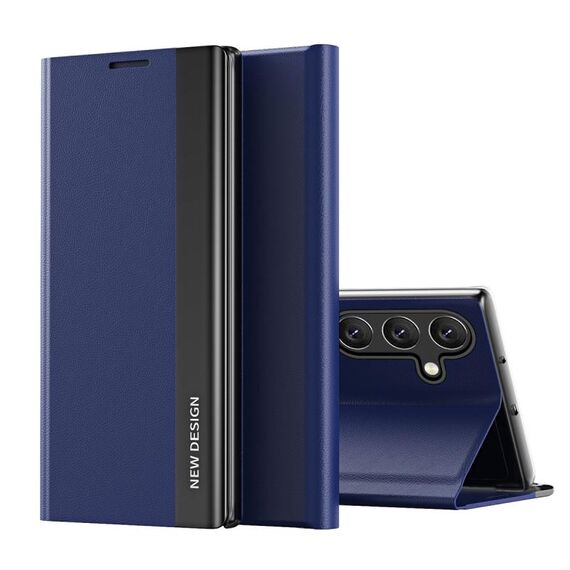 For Samsung Galaxy S24 FE 5G Side Electroplated Adsorption Leather Phone Case(Sapphire Blue)
