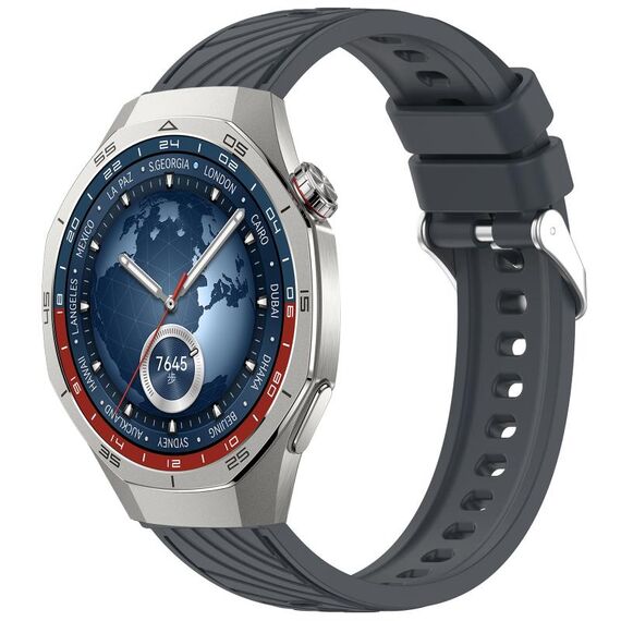 For Huawei Watch GT 5 Pro 46mm Line Texture Quick Release Silicone Watch Band(Platinum Steel Grey)