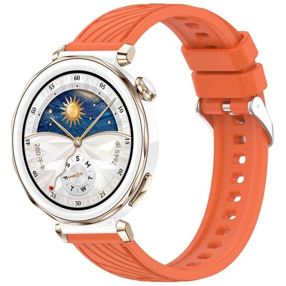 For Huawei Watch GT 5 Pro 42mm Line Texture Quick Release Silicone Watch Band(Orange)
