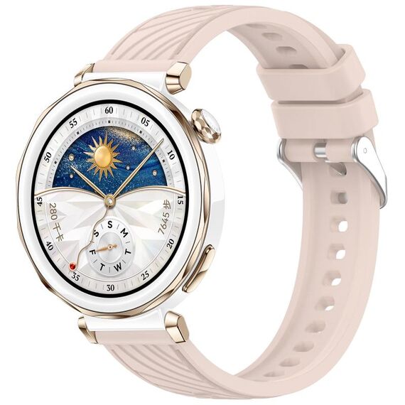 For Huawei Watch GT 5 Pro 42mm Line Texture Quick Release Silicone Watch Band(Nebular Pink)