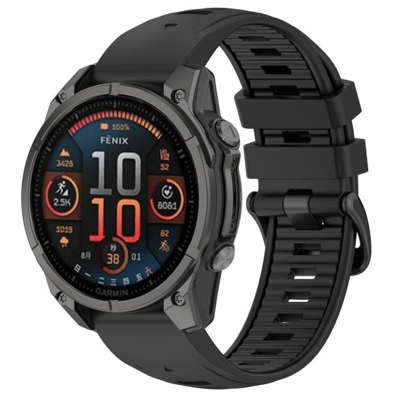 For Garmin Fenix 8 AMOLED 47mm Dual Color Quick Release Steel Buckle 22mm Silicone Watch Band(Black)