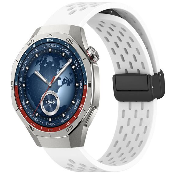 Per Huawei Watch GT5 Pro 46mm Cinturino in silicone con fibbia magnetica pieghevole (bianco)