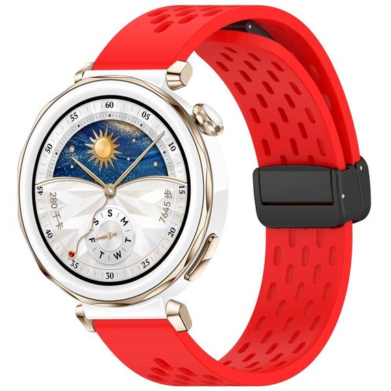 Per Huawei Watch GT5 Pro 42mm Cinturino in silicone con fibbia magnetica pieghevole (rosso)
