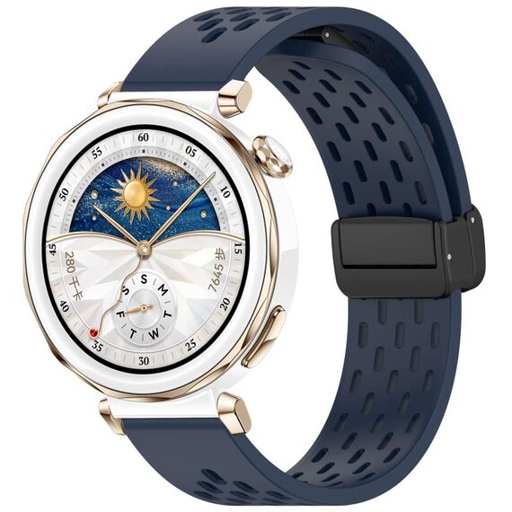 Per Huawei Watch GT5 Pro 42mm Cinturino in silicone con fibbia magnetica pieghevole (blu notte)