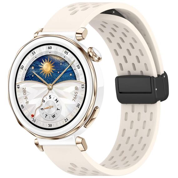 Per Huawei Watch GT5 Pro 42mm Cinturino in silicone con fibbia magnetica pieghevole (Starlight)