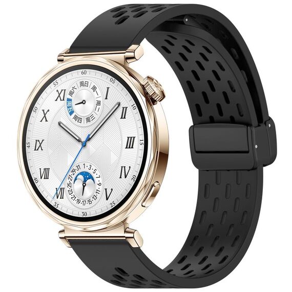 Per Huawei Watch GT 5 41mm Cinturino in silicone con fibbia magnetica pieghevole (nero)
