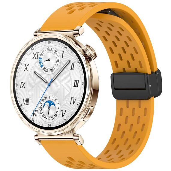 Per Huawei Watch GT 5 41mm Cinturino in silicone con fibbia magnetica pieghevole (giallo)
