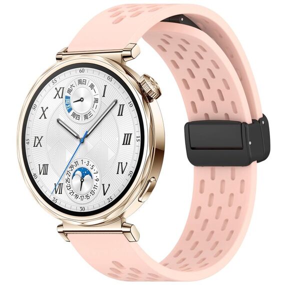 Per Huawei Watch GT 5 41mm Cinturino in silicone con fibbia magnetica pieghevole (rosa chiaro)