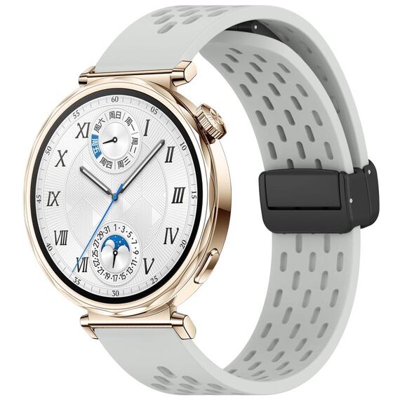 Per Huawei Watch GT 5 41mm Cinturino in silicone con fibbia magnetica pieghevole (grigio chiaro)