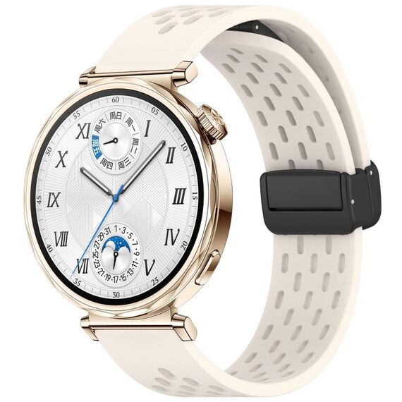 Per Huawei Watch GT 5 41mm Cinturino in silicone con fibbia magnetica pieghevole (Starlight)