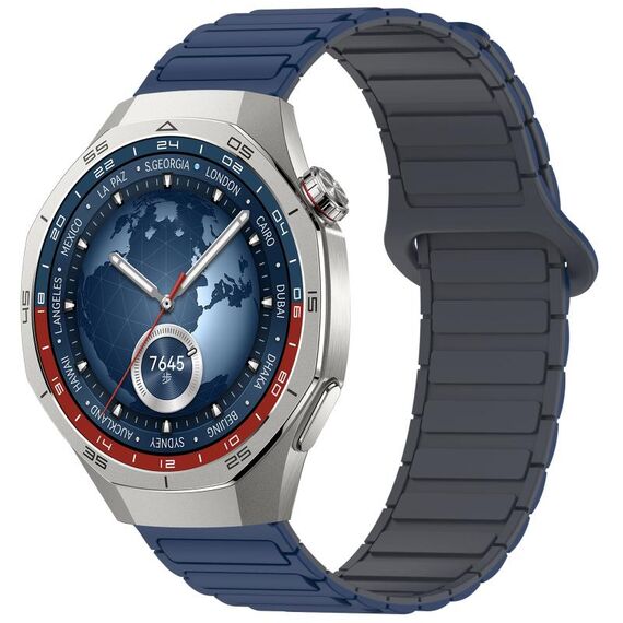 Per Huawei Watch GT 5 Pro 46mm Cinturino in silicone con fibbia magnetica bicolore (grigio blu notte)