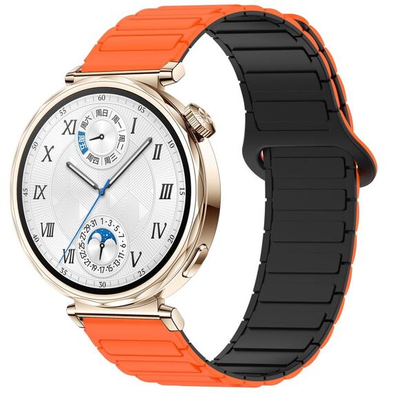 Per Huawei Watch GT 5 41mm Cinturino in silicone con fibbia magnetica bicolore (arancione nero)