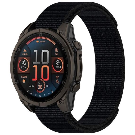 For Garmin Fenix 8 AMOLED 47mm Nylon Hook and Loop Fastener 22mm Watch Band(Black)