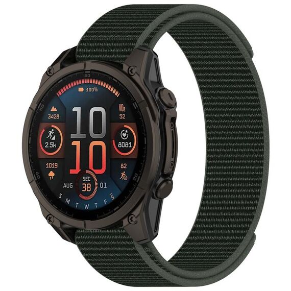 For Garmin Fenix 8 AMOLED 51mm Nylon Hook and Loop Fastener 26mm Watch Band(Army Green)