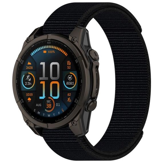 For Garmin Fenix 8 AMOLED 43mm Nylon Hook and Loop Fastener 20mm Watch Band(Black)