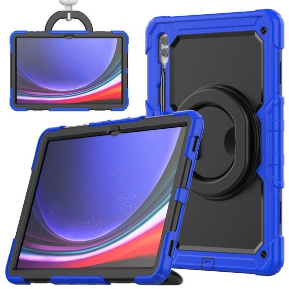 For Samsung Galaxy Tab S10 Ultra D Type Silicone Hybrid PC Tablet Case with Handle Holder(Blue)