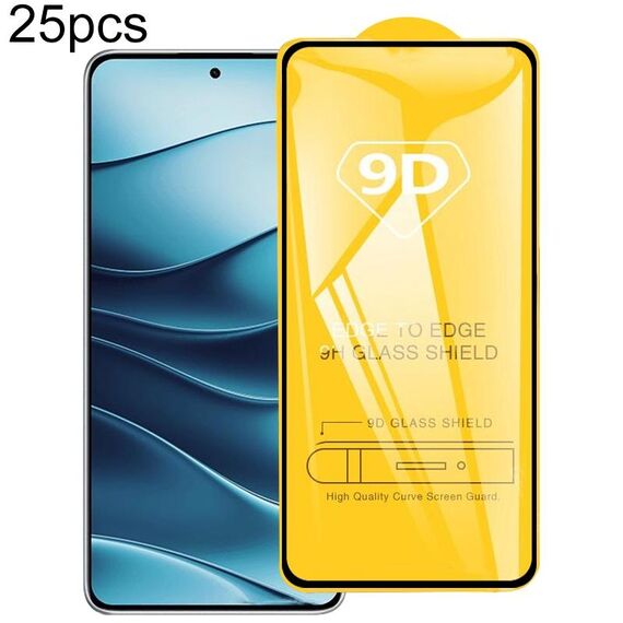 For Xiaomi Redmi Note 14 5G 25pcs 9D Full Glue Screen Tempered Glass Film