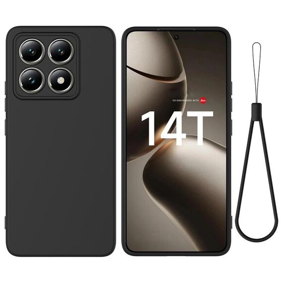 Per Xiaomi 14T Custodia per telefono antiurto in silicone liquido a tinta unita con copertura completa (nero)