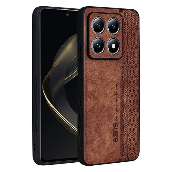 Per Xiaomi 14T AZNS Custodia per telefono con effetto pelle in rilievo 3D (marrone)