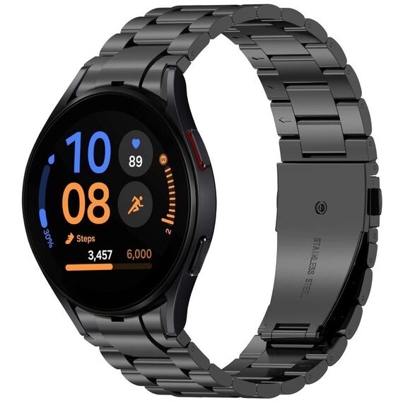 Per Samsung Galaxy Watch FE 40mm cinturino in metallo a sgancio rapido con tre pulsanti (nero)