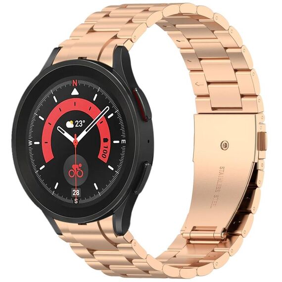Per Samsung Galaxy Watch 5 Pro cinturino in metallo a sgancio rapido con tre pulsanti (oro rosa)
