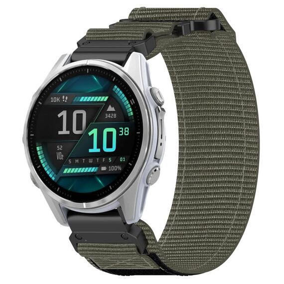 For Garmin Fenix 8 AMOLED 43mm Nylon Hook and Loop Fastener 20mm Quick Release Watch Band(Gray)