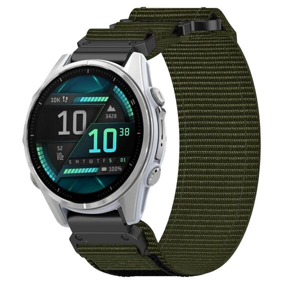 For Garmin Fenix 8 AMOLED 43mm Nylon Hook and Loop Fastener 20mm Quick Release Watch Band(Army Green)