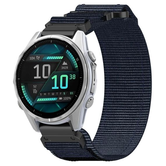 For Garmin Fenix 8 AMOLED 43mm Nylon Hook and Loop Fastener 20mm Quick Release Watch Band(Blue)