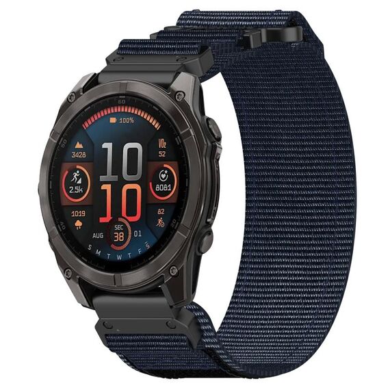 For Garmin Fenix 8 AMOLED 51mm Nylon Hook and Loop Fastener 26mm Quick Release Watch Band(Blue)