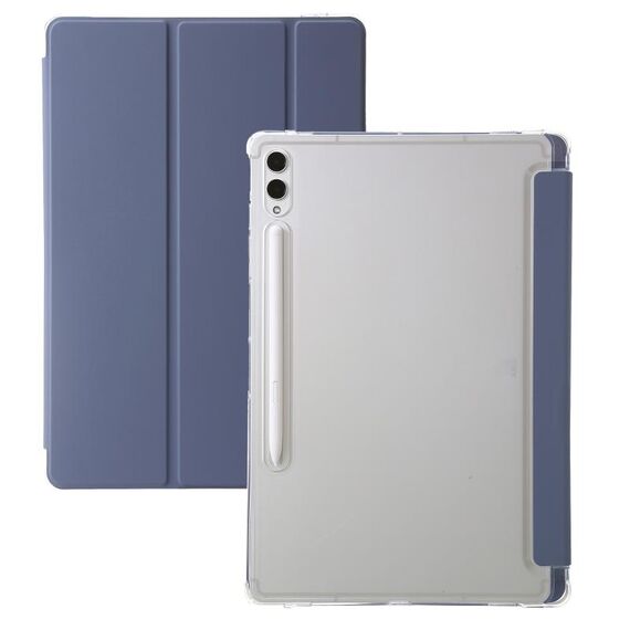 Per Samsung Galaxy Tab S10 Ultra Custodia per tablet in pelle acrilica trasparente a 3 pieghe (lavanda)