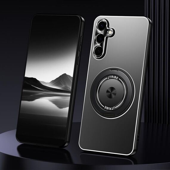 For Samsung Galaxy S24+ 5G Rotating Holder Frosted Metal Phone Case(Black)