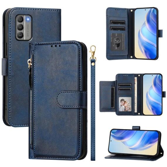 For Nokia G400 Multi-Card Slots Zipper Wallet Leather Phone Case(Blue)