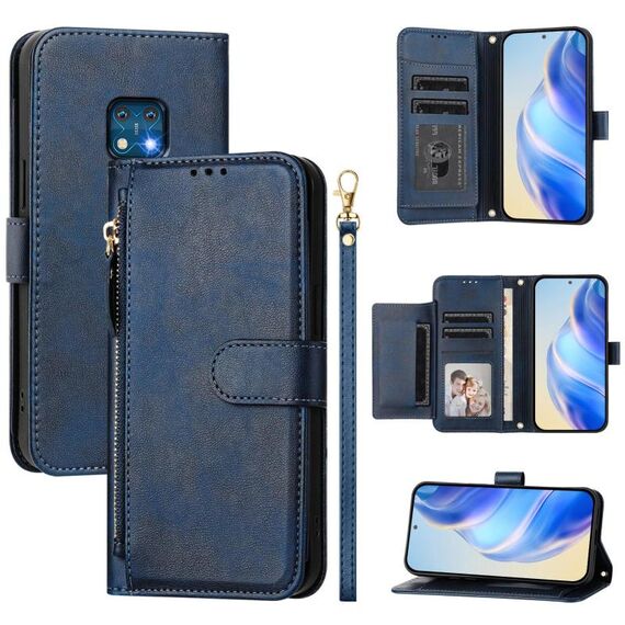 Per Nokia XR20 Multi-Card Slots Zipper Wallet Custodia in pelle per telefono (blu)